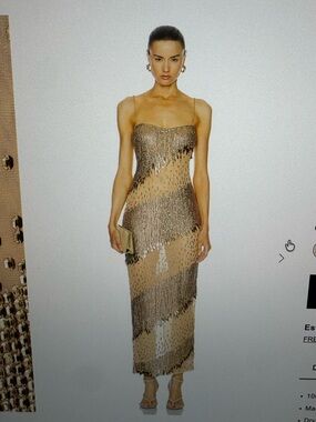 Retrofete Carmine Gold Sequin Maxi Dress
